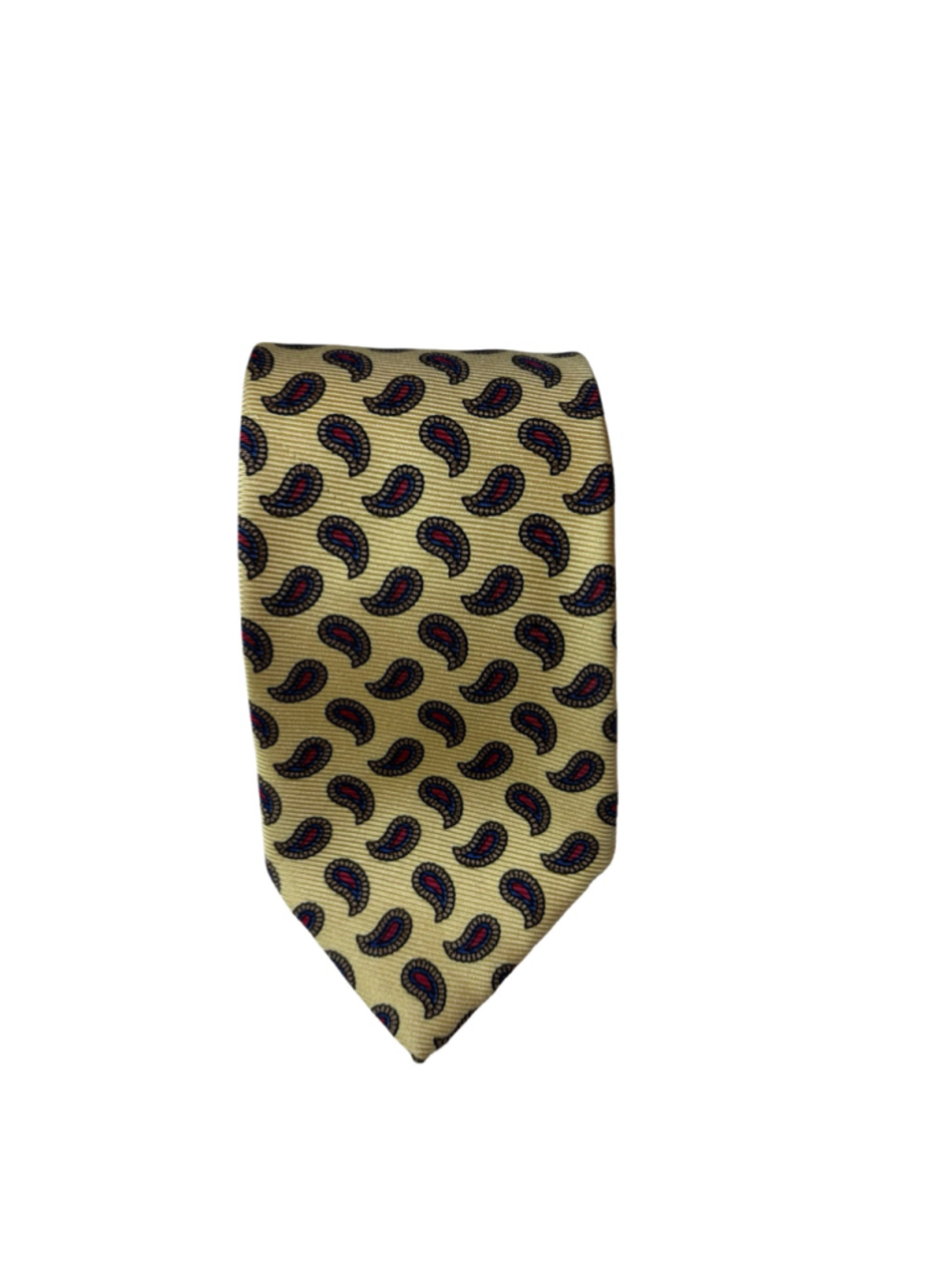 Vintage Polo Ralph Lauren Tie Yellow Paisley Navy Red Preppy Hand Made